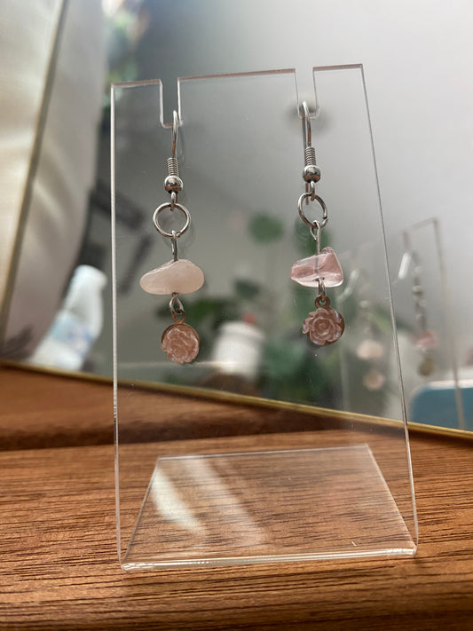 Rose and Quartz Earrings