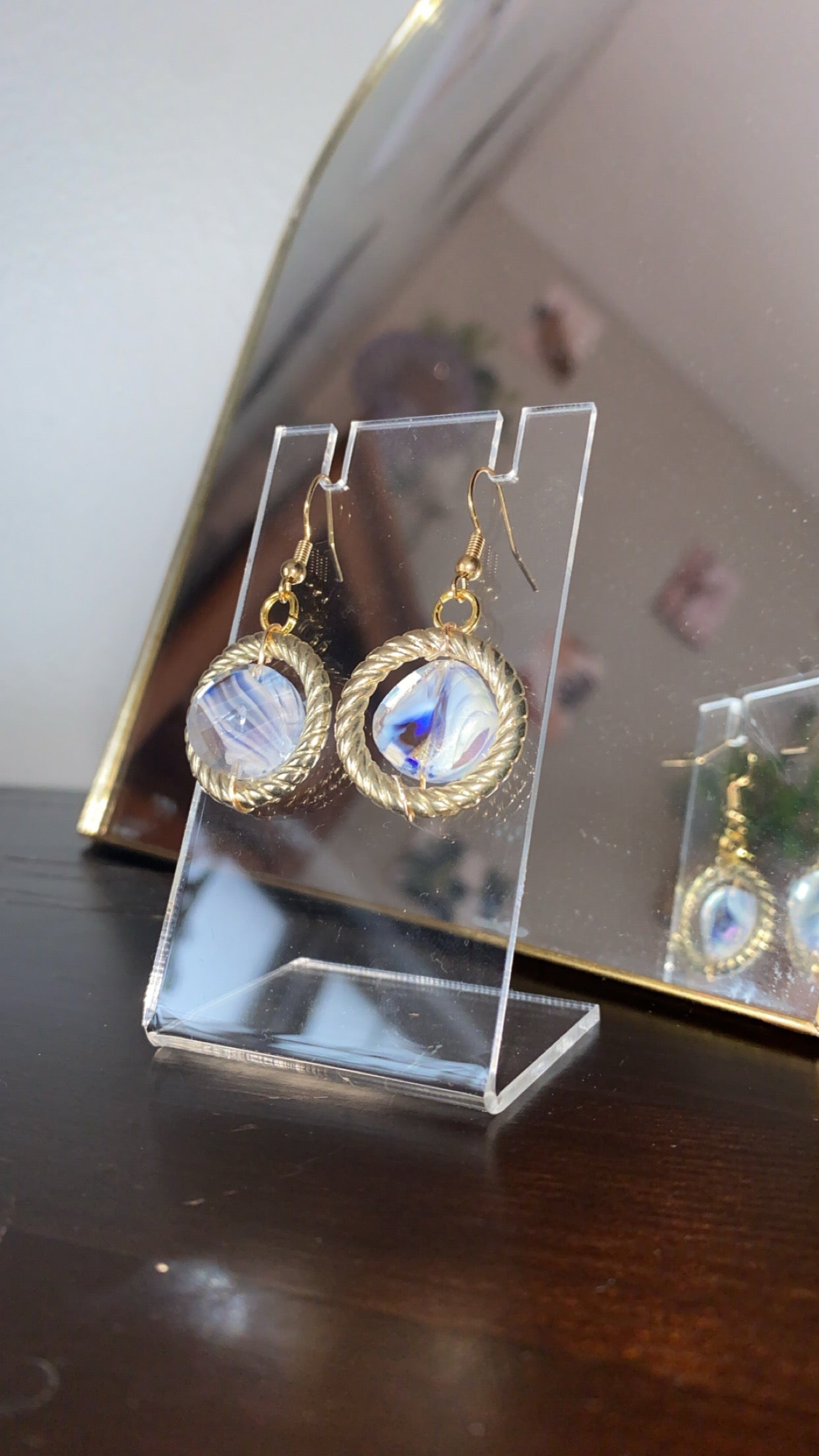 Blue and White Statement Earrings