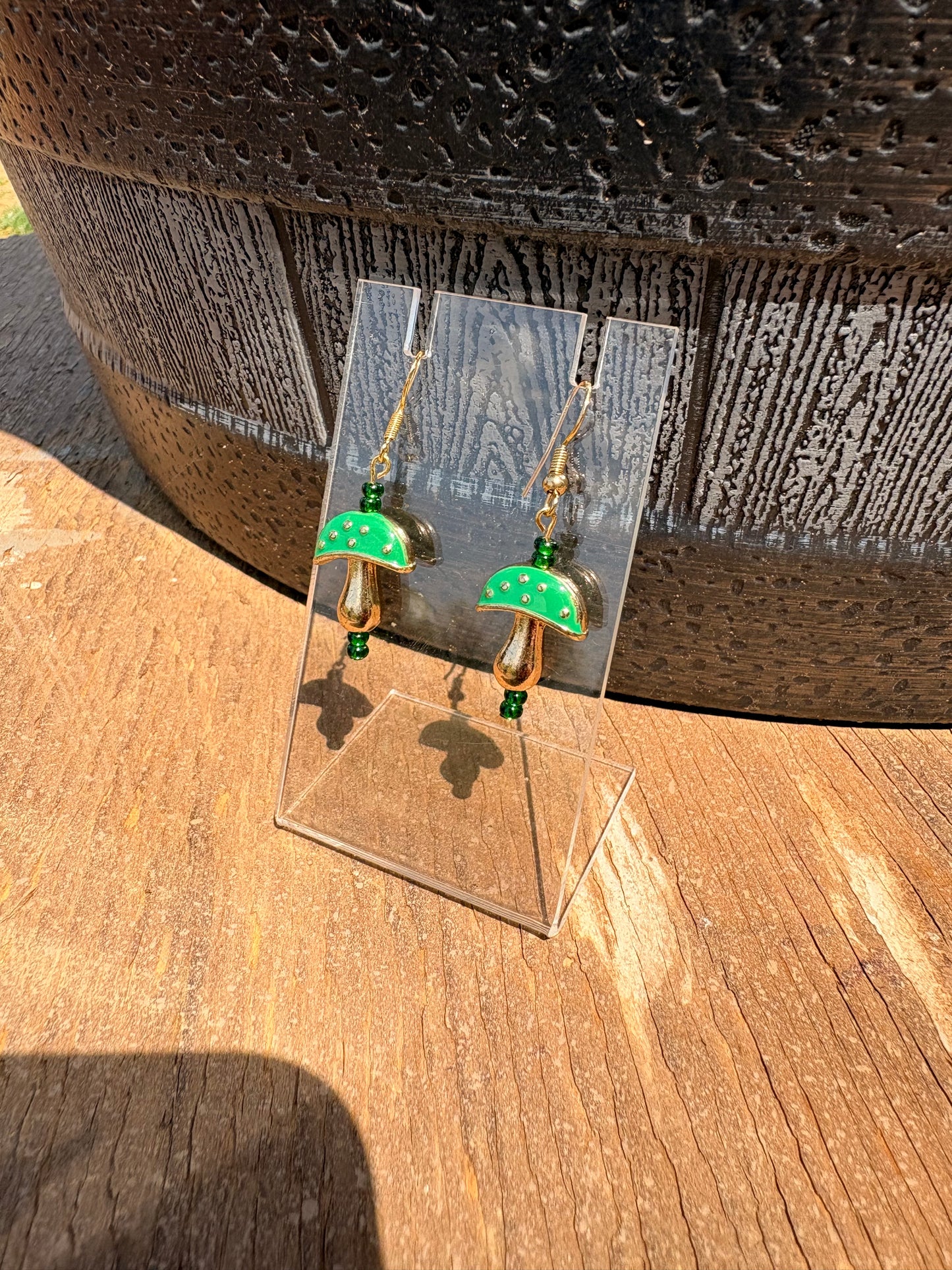 Green Mushroom Earrings
