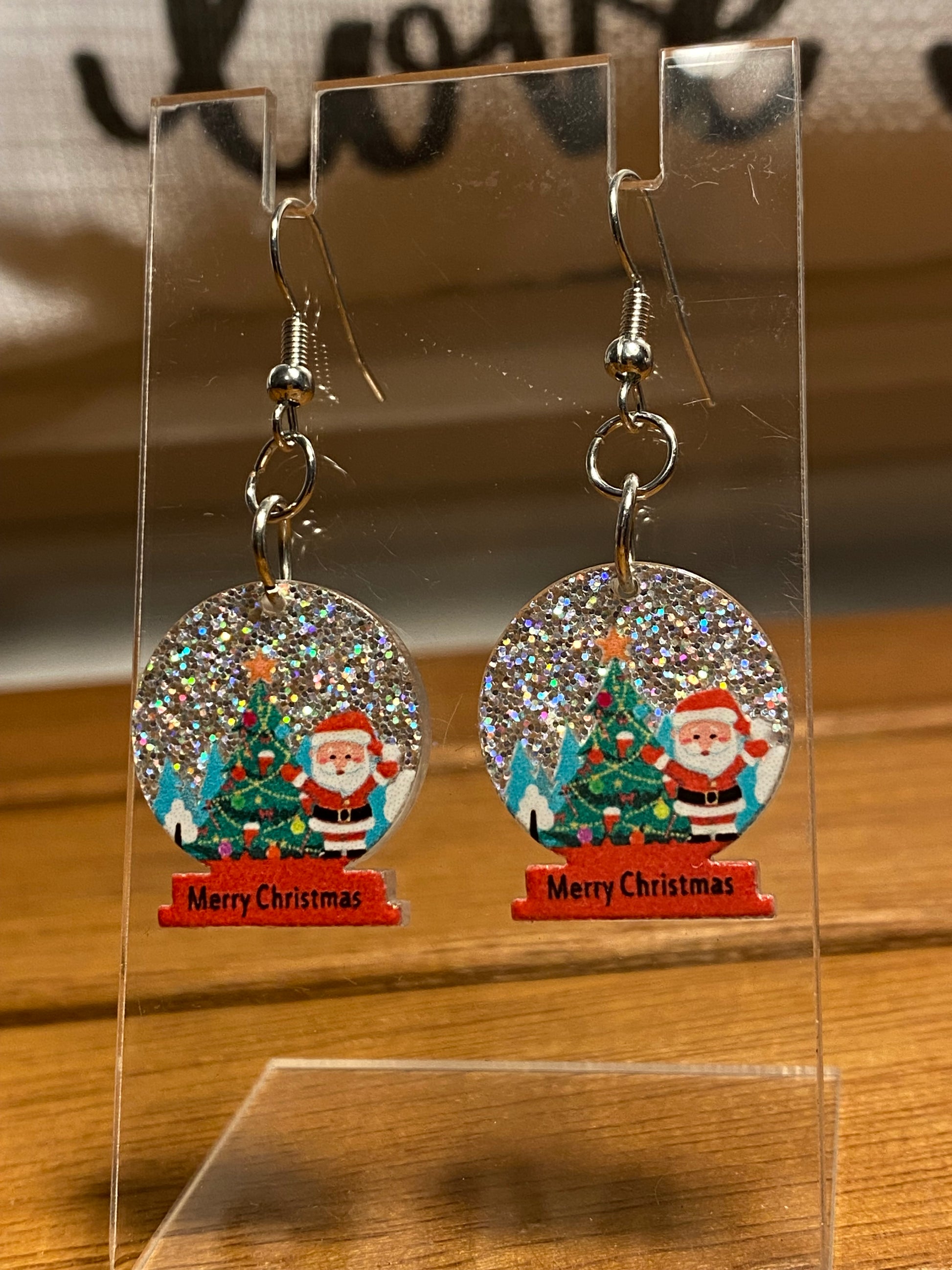 Santa Snow Globe Earrings - Main Image