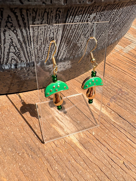 Green Mushroom Earrings