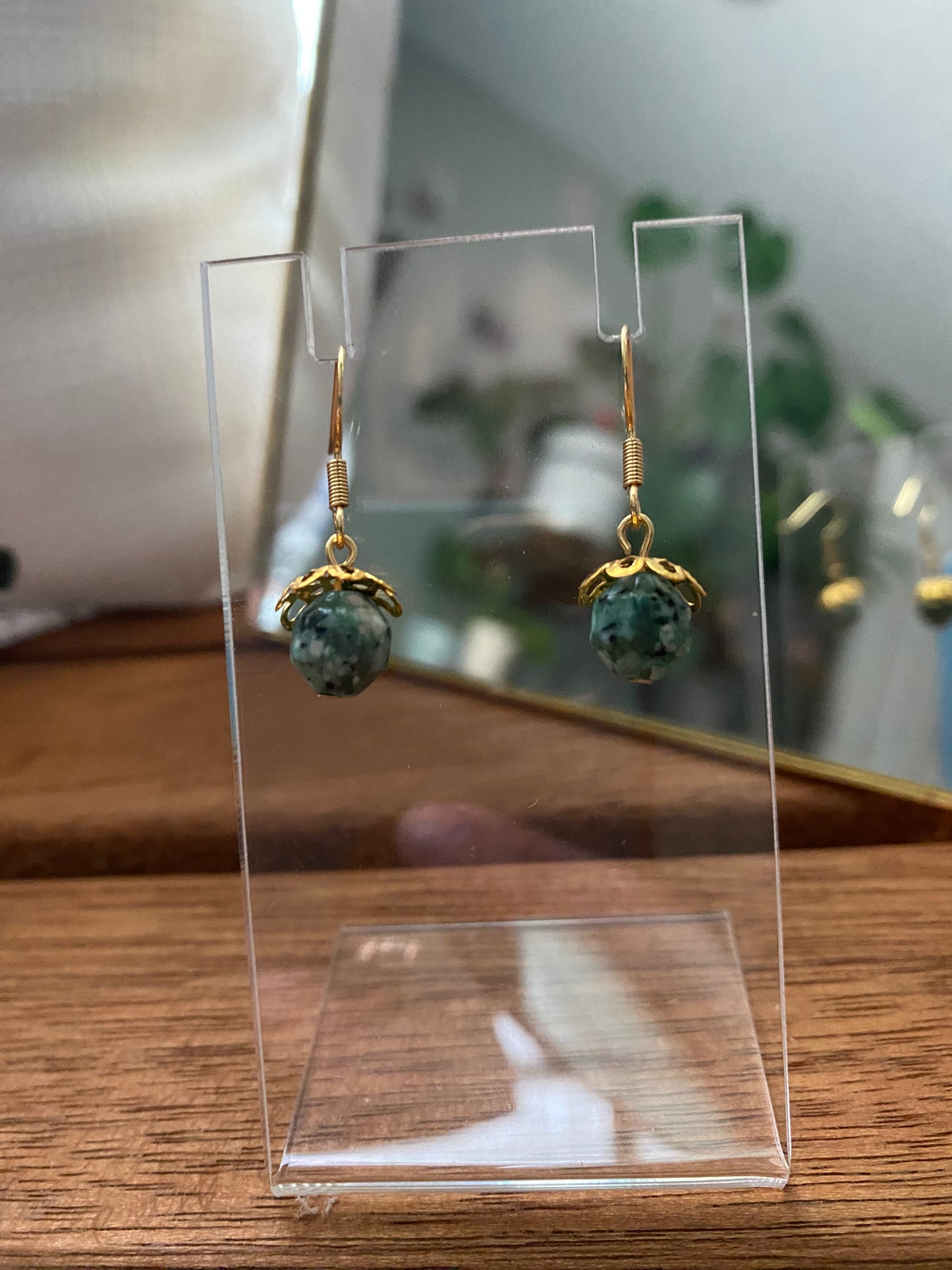 Gold and Green Earrings