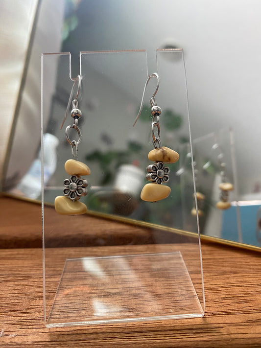 Yellow Stones and Flowers Earrings